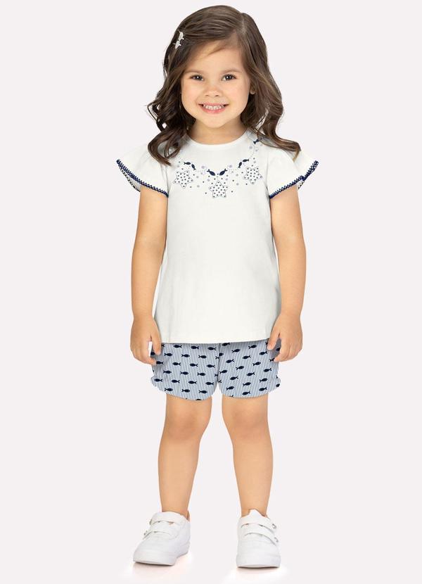 Conjunto Infantil Menina Peixinhos Off White