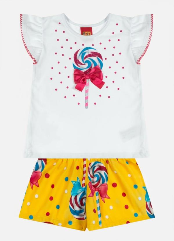 Vista 2 Conjunto Infantil Menina Pirulito Branco Kyly Kyly