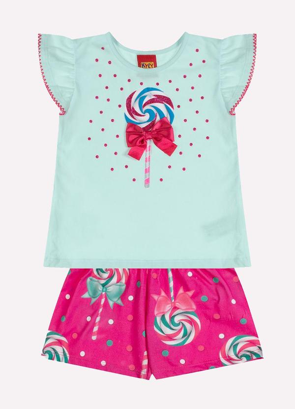 Vista 2 Conjunto Infantil Menina Pirulito Verde Kyly Kyly