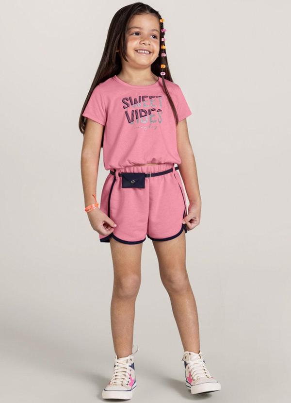 Vista 2 Conjunto Infantil Menina Rosa Brandili Brandili