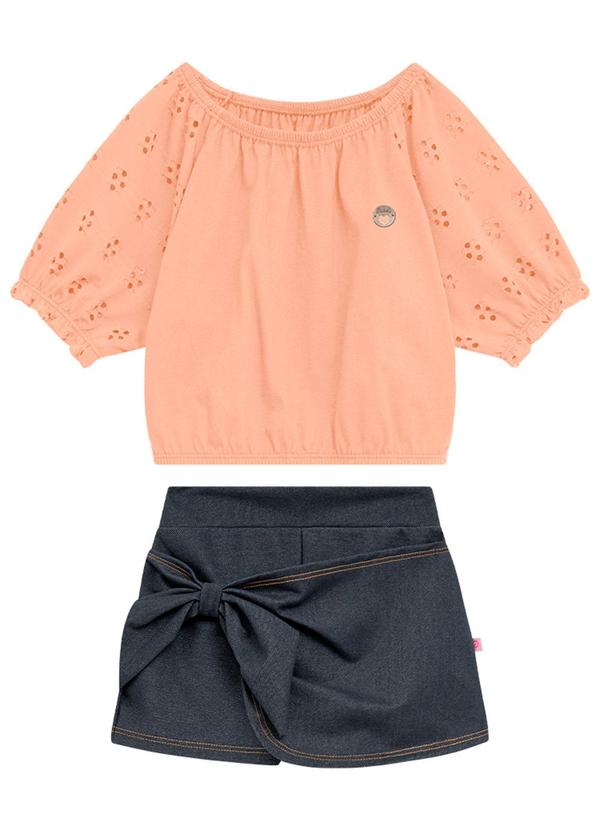 Vista 2 Conjunto Infantil Menina Salmão Duduka Duduka