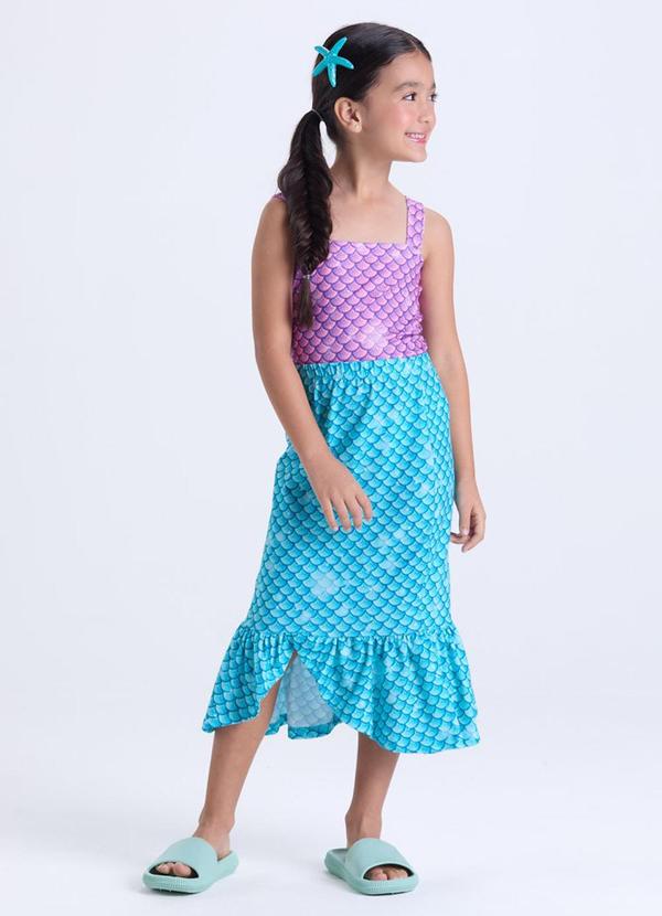 Vista 2 Conjunto Infantil Menina Sereia Roxo VIDA COSTEIRA VIDA COSTEIRA