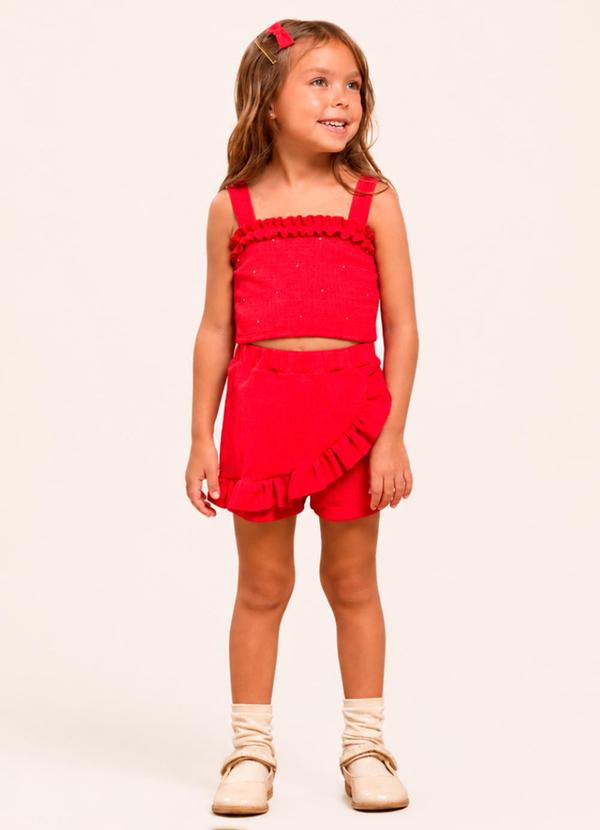 Conjunto Infantil Menina Shorts Saia com Babados e