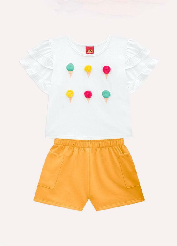 Conjunto Infantil Menina Sorvetes Branco