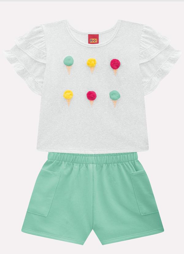 Conjunto Infantil Menina Sorvetes Cinza
