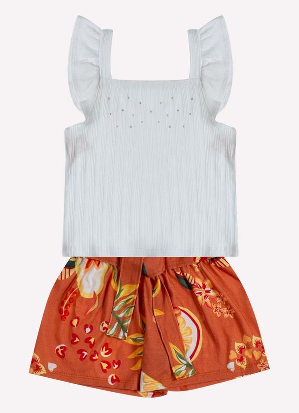 Vista 2 Conjunto Infantil Menina Strass Branco Kyly Kyly