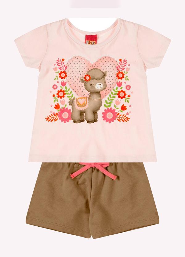 Vista 2 Conjunto Infantil Menina Strass Rosa Kyly Kyly