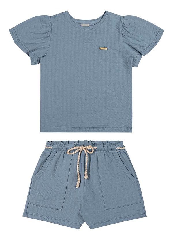 Vista 2 Conjunto Infantil Menina Texturizado Azul Brandili Mundi Brandili Mundi
