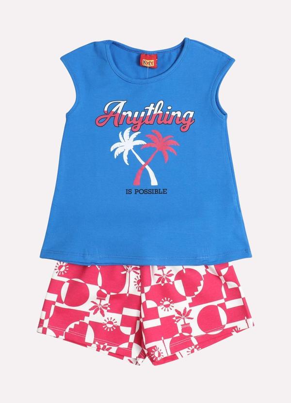 Conjunto Infantil Menina Tropical Azul