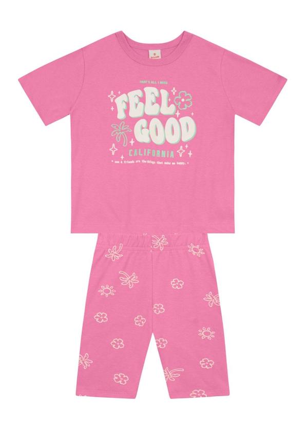 Conjunto Infantil Menina Tropical em Gel Rosa