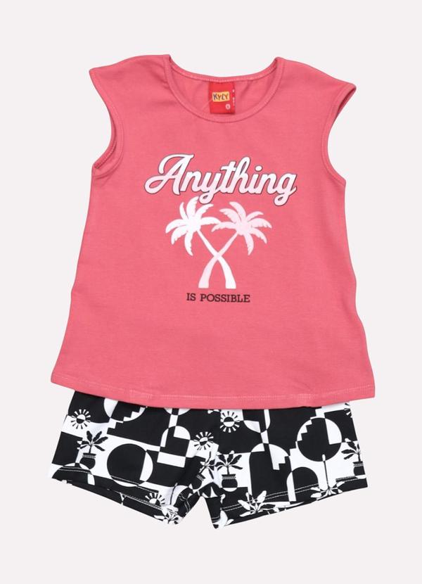 Conjunto Infantil Menina Tropical Vermelho