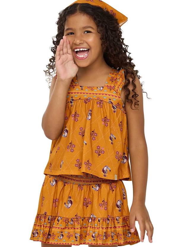 Conjunto Infantil Menina Tucanos Laranja