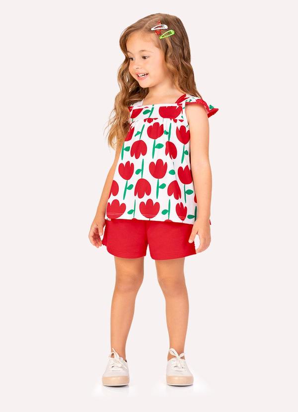 Conjunto Infantil Menina Tulipas Branco