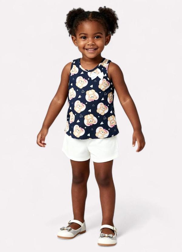 Conjunto Infantil Menina Ursinho Azul Marinho