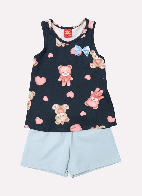 Conjunto Infantil Menina Ursinho Azul Marinho