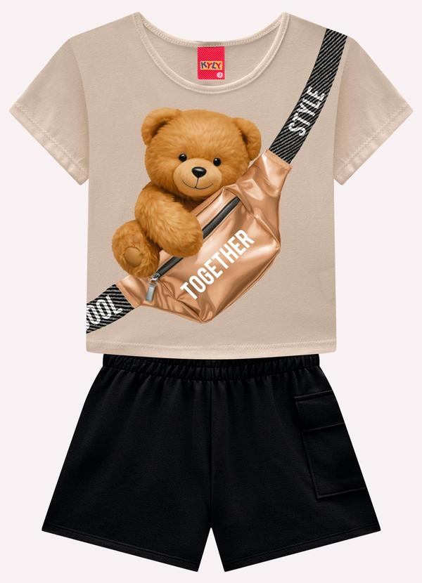 Conjunto Infantil Menina Ursinho Bege