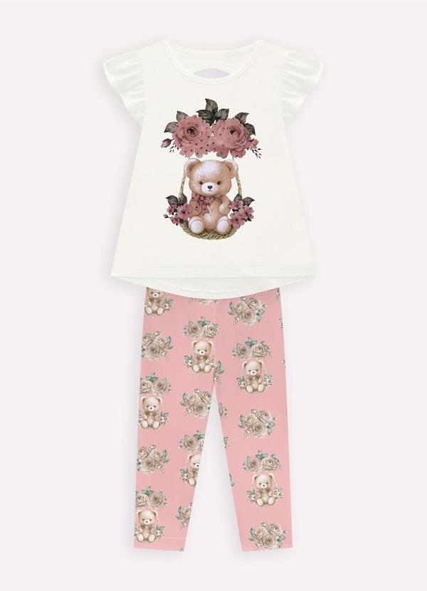 Conjunto Infantil Menina Ursinho Off White