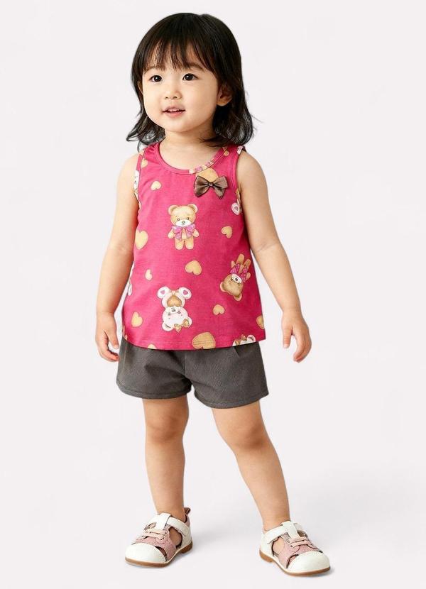 Conjunto Infantil Menina Ursinho Rosa