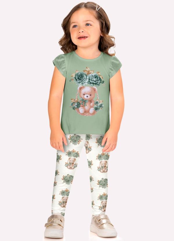 Conjunto Infantil Menina Ursinho Verde