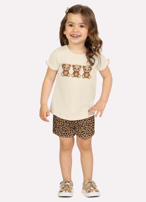 Conjunto Infantil Menina Ursinhos Bege