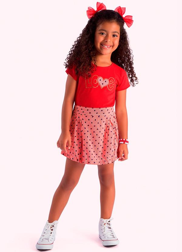 Vista 2 Conjunto Infantil Menina Vermelha Duduka Duduka