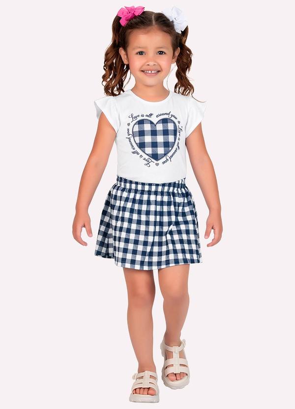 Conjunto Infantil Menina Xadrez Branco