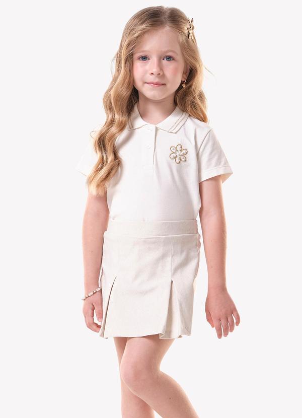 Conjunto Infantil Polo com Shorts Saia Bege