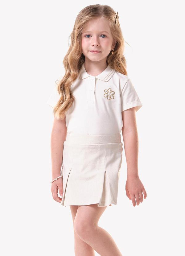 Conjunto Infantil Polo com Shorts Saia Bege