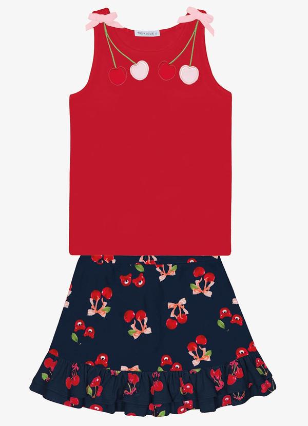 Vista 2 Conjunto Infantil Regata com Saia Vermelho Trick Nick Trick Nick