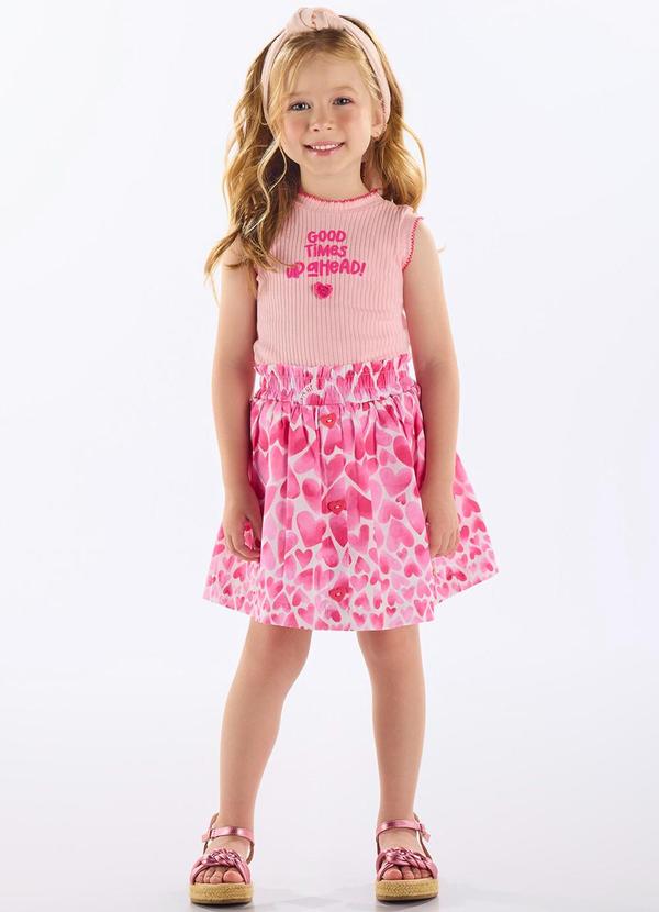 Conjunto Infantil Regata e Saia Rosa