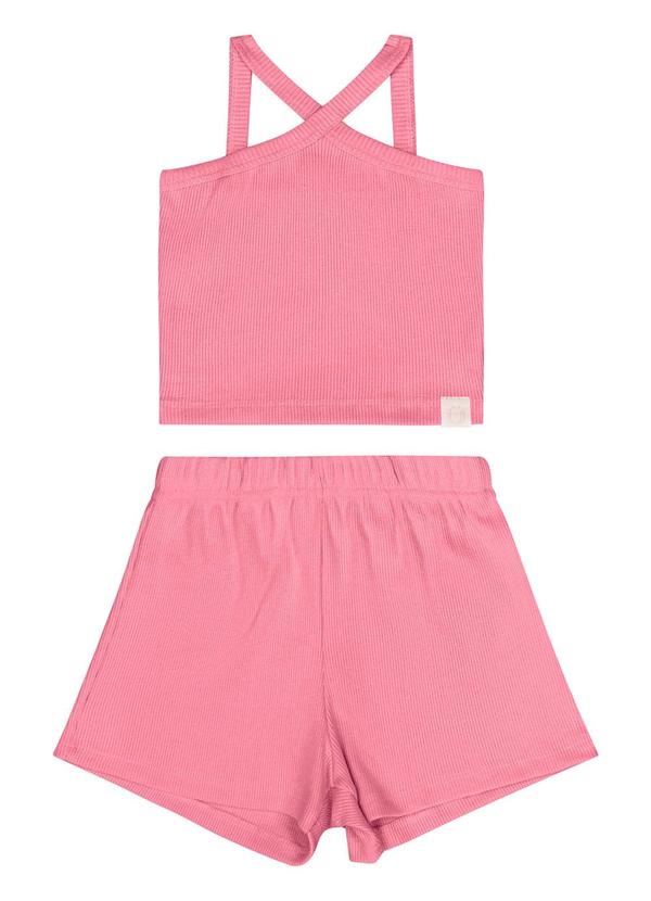 Vista 2 Conjunto Infantil Regata e Short Rosa GULOSEIMA GULOSEIMA