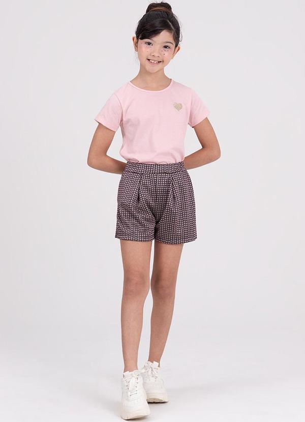 Vista 2 Conjunto Infantil Shiny Heart Rosa VIDA COSTEIRA VIDA COSTEIRA