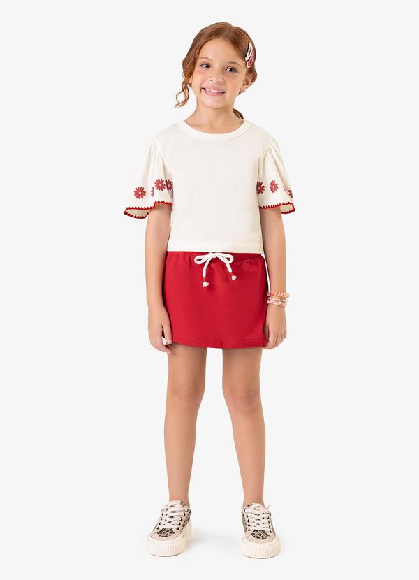 Conjunto Infantil Short Saia e Blusa Bege