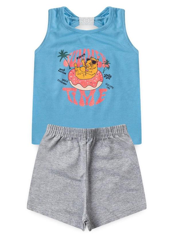 Vista 2 Conjunto Infantil Verão Capivarinha Azul Rosa Azul Rosa Azul