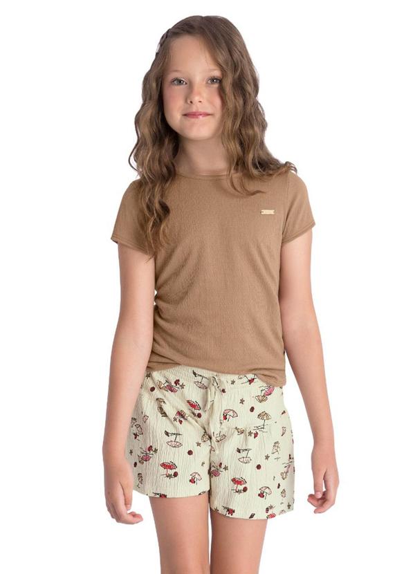 Conjunto Juvenil Blusa e Short Praia Marrom