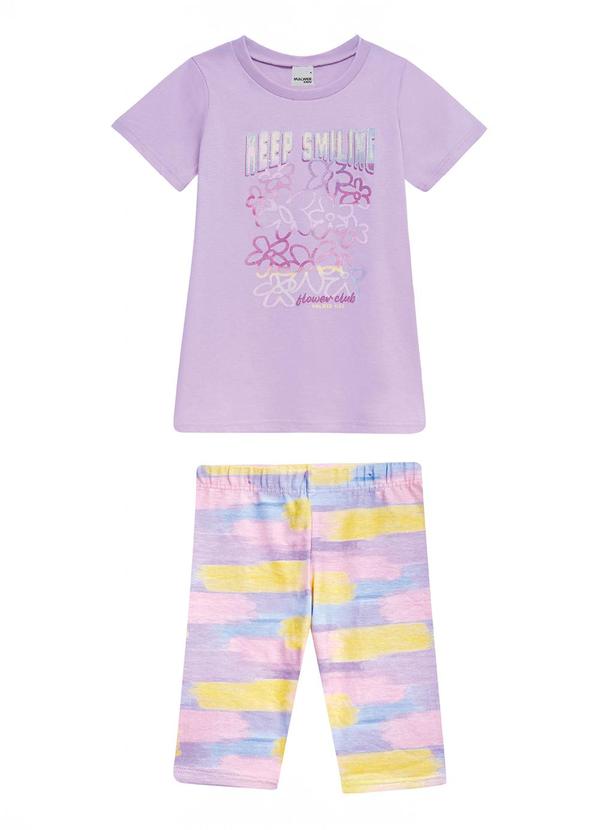 Vista 2 Conjunto Keep Smiling com Glitter Lilás Malwee Kids Malwee Kids