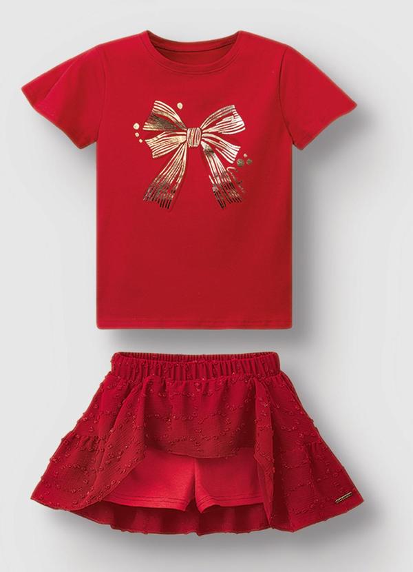 Vista 2 Conjunto Laço & Brilho Menina Vermelho Carinhoso Carinhoso