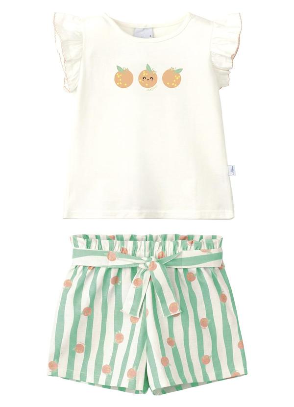 Conjunto Laranjas com Glitter Off White