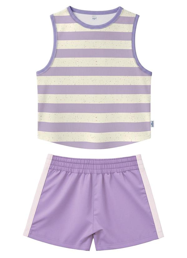 Conjunto Listrada em Cotton Lavanda