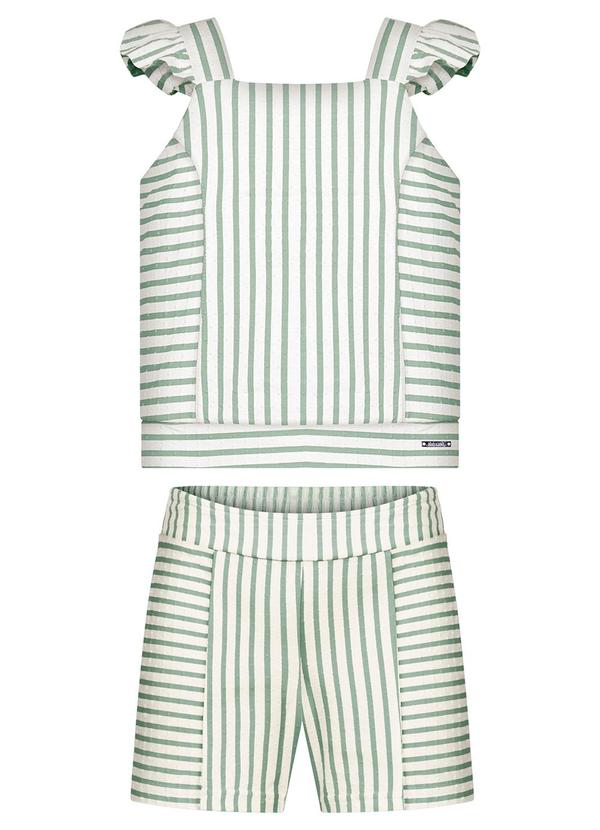 Conjunto Listrado com Blusa e Shorts Verde
