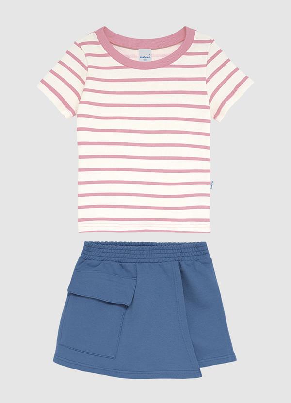 Conjunto Listrado com Moletom Rosa