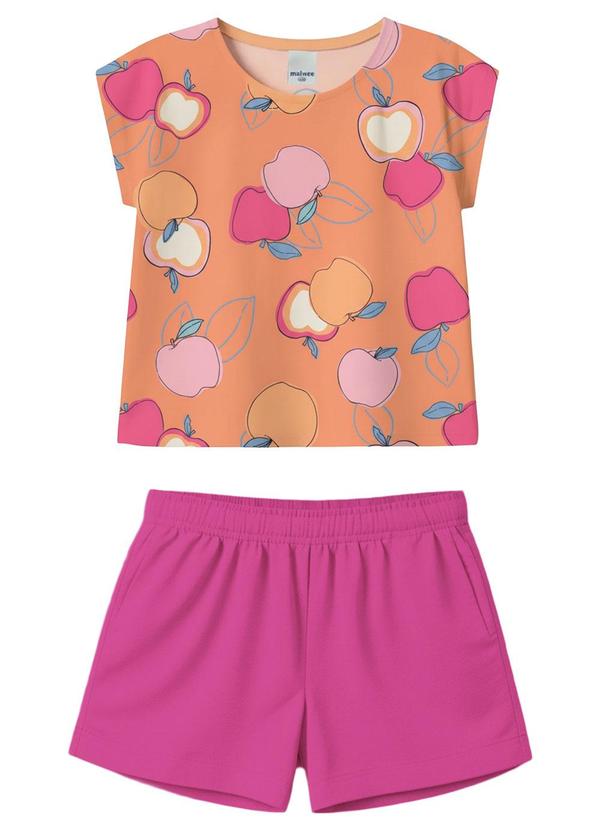 Conjunto Maçãs em Malha Laranja Pastel