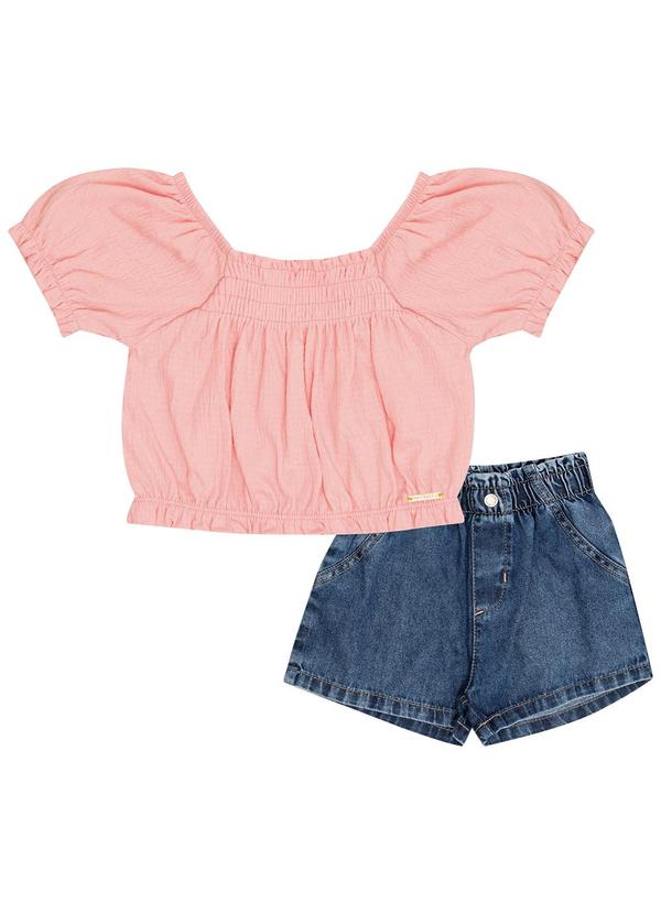 Conjunto Malha Anarruga Rosa