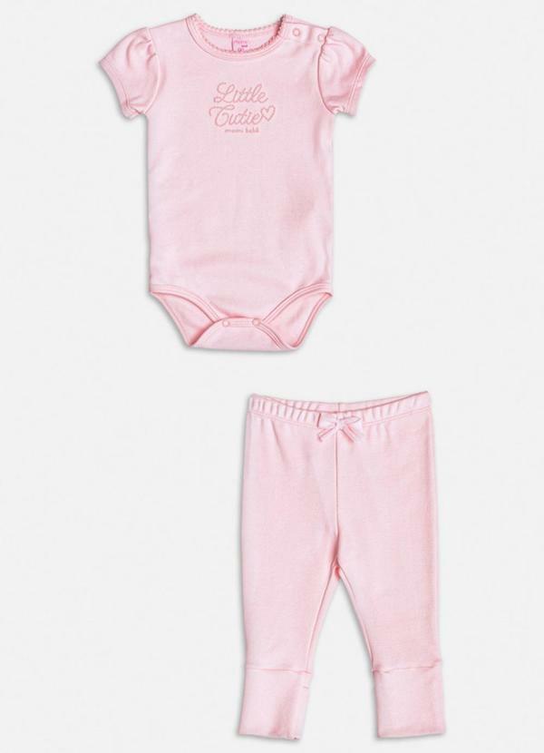 Conjunto Manga Curta Little Cute Rosa