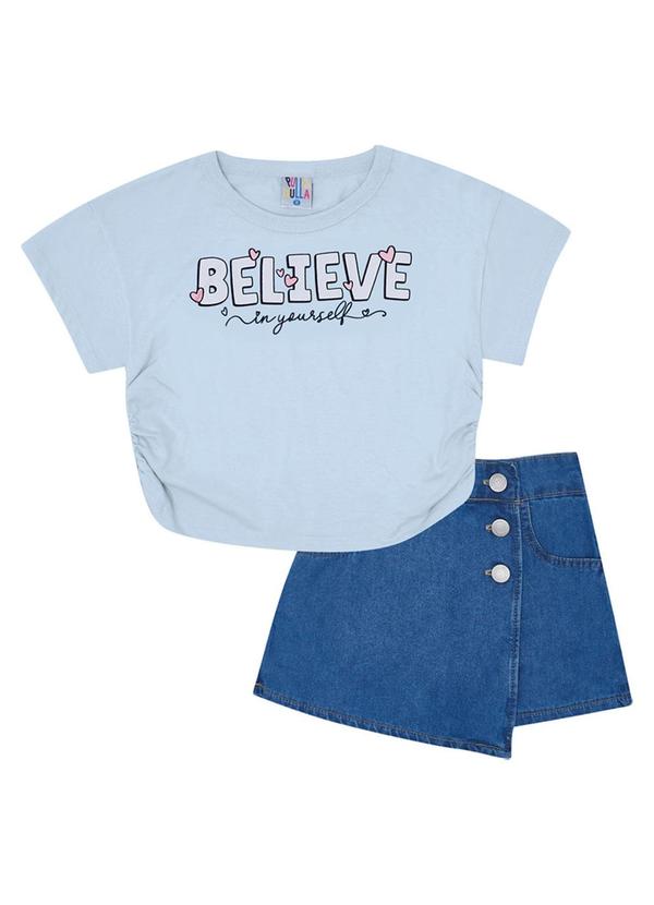 Vista 2 Conjunto Meia Malha Menina Azul Pulla Bulla Pulla Bulla
