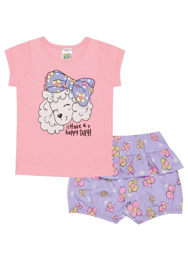 Conjunto Meia Malha Menina Rosa