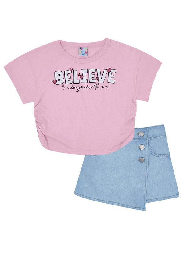 Conjunto Meia Malha Menina Rosa