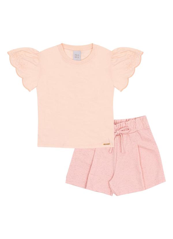 Vista 2 Conjunto Meia Malha Rosa Pulla Bulla Pulla Bulla