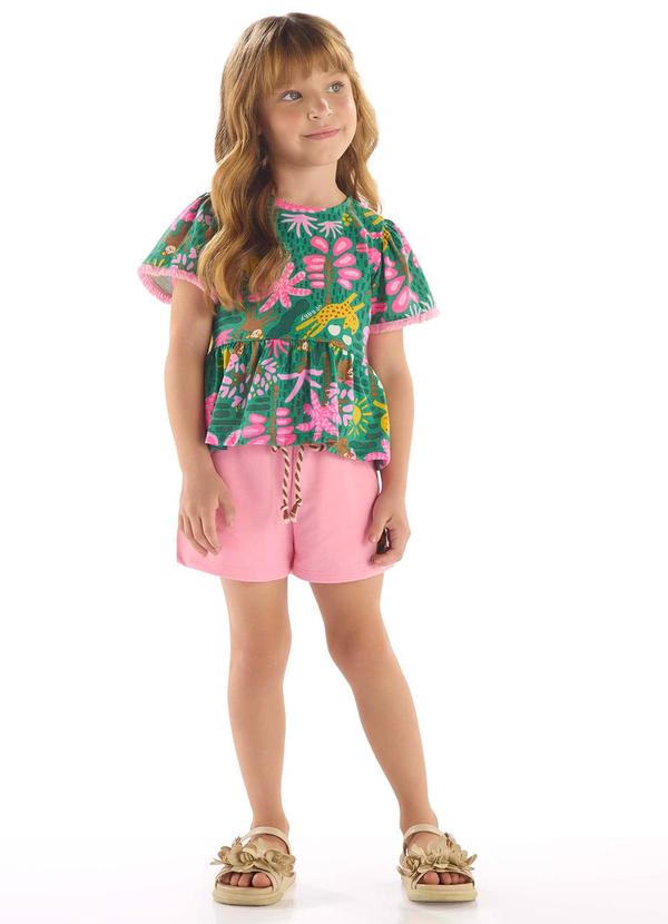 Conjunto Menina Bata e Short Verde