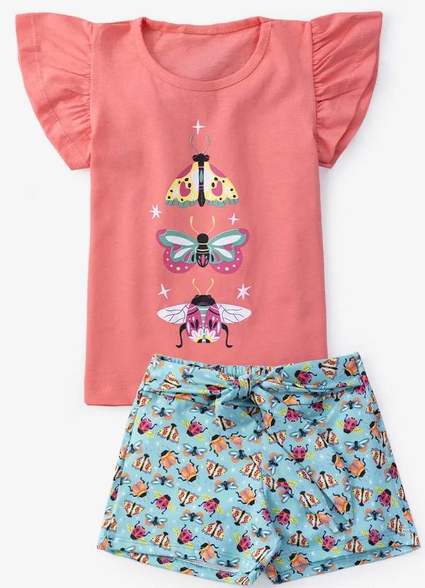 Vista 2 Conjunto Menina Blusa com Shorts Laranja Select Select